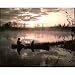 Sunset Fisherman Dog Boat Fishing River Print POSTER - 19x13