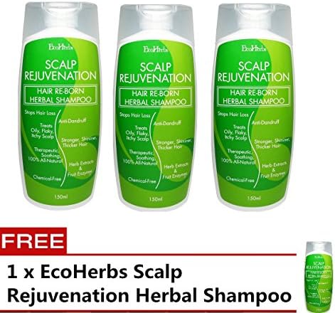 EcoHerbs "Buy 3 Free 1" Shampoo: Heavy, Reduce, Decrease, Extreme, Ayurveda, Natural, Men, Women Hair Loss, Thinning, Thin, Fall, Falling, Anti Hair Loss Prevention