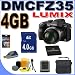 Panasonic Lumix DMC-FZ35 12.1MP Digital Camera w/18x Optical Zoom (Black) BigVALUEInc 4GB Battery Accessory Saver Bundle I