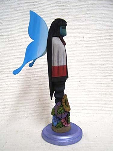 Native American Hopi Carved Butterfly Maiden Sculpture--Blue