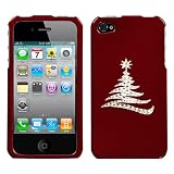 Red and White Crystal Rhinestone Bling Bling Simple Christmas Tree for At&t Sprint Verizon Iphone 4 Iphone 4s 16gb 32gb 64gb Snap on Hard Plastic Durable Case Cover