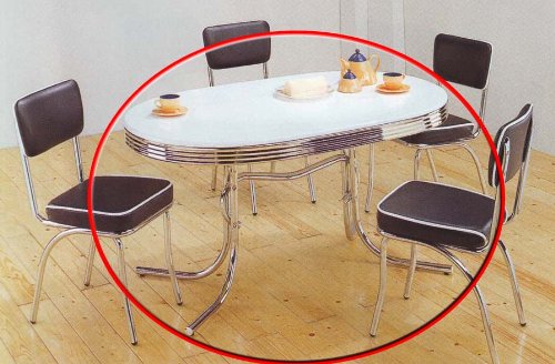 Coaster 50's Retro Nostalgic Style Oval Dining Table, Chrome Plated