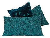 db Sources 14 By 24 Inch Turquoise Decorative Pillow with Ruching and Crystals
