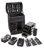 Seya Soft-sided Nylon Professional Rolling Makeup Case w/ Removable Makeup Bags (Black)