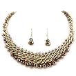 Beautiful Goldtone with Crystal Beads Statement Necklace and Earrings Set