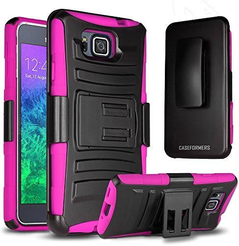 CASEFORMERS Duo Armor HOT PINK for Samsung Galaxy Alpha Combo Case with Stand and Holster