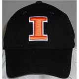 Illinois Fighting Illini One-Fit NCAA Cotton Twill Flex Cap (Black)