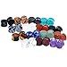 Longbeauty 15 Pair Natural Mix Stone Flared Fresh Tunnels Ear Plugs Expander Piercing Gauges kit