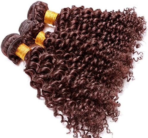 Anth Malaysia Kinky Curl 100% True Real Hair Pack of 3 (16"16"16", 4# Chocolate Brown)