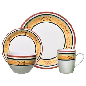 Buy Gibson Tuscan Petals 16-Piece Handpainted Durastone Dinnerware Set