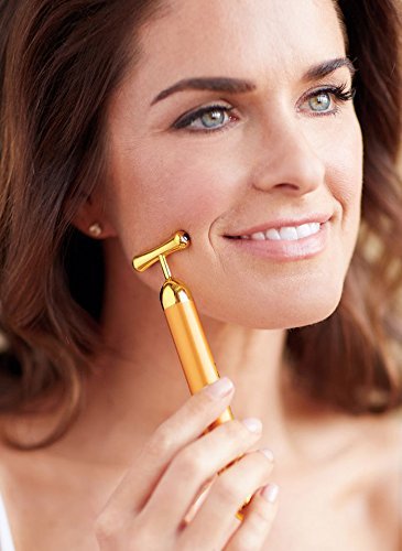 Premium Gold Beauty Bar 24k Lift Bar Instant Face lift w/ Hematite Healing Stone,Skin Tightening, V-Face, FREE Pouch & Battery,Face Firming, Anti Wrinkles, eliminate dark circles, Guaranteed Results! Magnifies Results of Vitamin C Serum, Bio Oil and