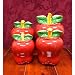 Set of 4 Apple shaped red ceramic CANISTERS country kitchen home decor NEW