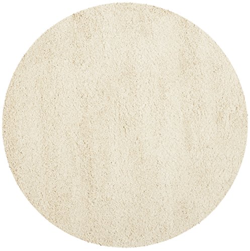 Safavieh California Shag Collection SG151-1212 Ivory Round Area Rug, 6 feet 7 inches in Diameter (6'7" Diameter)