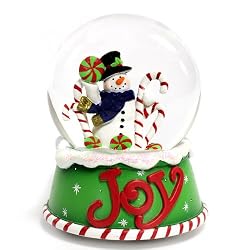 Snowman Joy Candy Cane Snow - Water Globelobe