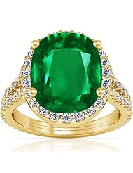 18K Yellow Gold Cushion Cut Emerald Ring With Sidestones (GIA Certificate)