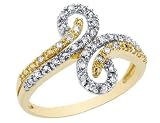 Diamond Fashion Ring 1/8 Carat (ctw) in 14K Yellow and White Gold