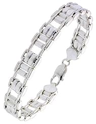 Sterling Silver Binario Bar Beaded Bracelet (Available in 8 in. & 9 in.), 7/16 in. (11mm) wide