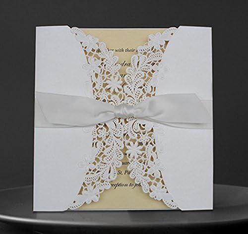 50pcs White and Lemon Wedding Invitation; Warm Color Birthday Invitation Set - Set of 50 Pieces