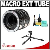 Vivitar Macro Extension Tube Set with Macro Tripod + Cleaning Kit for Canon EOS 1D X, 5D III, 7D, 60D, T2i, T3 & T3i Digital SLR Cameras