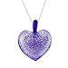 Blue Murano Glass Heart Pendant with Pure Platinum Leaf on 18" Karat Platinum Chain