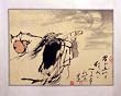 Scholar carrying a Calabash and Pointing Toward the Sun - Original Hand Painted Watercolor Art on Rice Paper