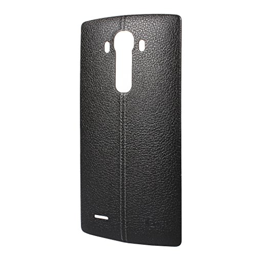 CAPAS LG G4 Back Cover, OEM Original LG Leather Replacement Battery Rear Back Door Cover Case For LG G4 H815 H811 H810 VS986 VS999 US991 F500 LS991 Wireless Charging Function NFC (Black Leather)