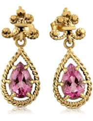 14K Gold Vintage Style 4.5CT Pink Tourmaline Earrings