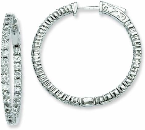 Genuine .925 Sterling Silver Rhodium Plated Cz Round Hoop Earrings 8.2 Grams . 100% Satisfaction Guaranteed.