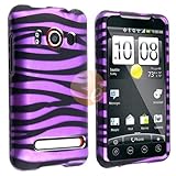 Snap-on Case for HTC EVO 4G, Purple / Black Zebra