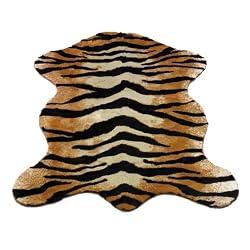 Tiger Pelt | Safari Collection | Faux Fur Rug | 5 foot X 7 foot