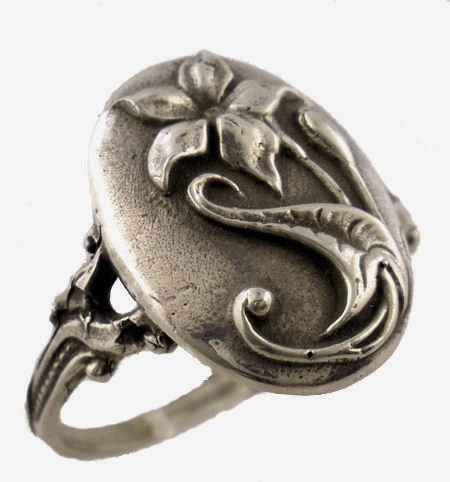 Art Nouveau Style Sterling Flower Whimsy Ring