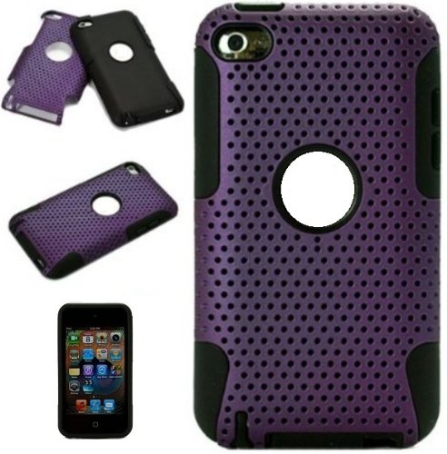 Metallic Purple Protective Dual Hard Case and Soft Silicone Skin for Apple iPod Touch 5th Generation (iPod Touch 5 Latest Gen) and Apple iPod Touch 4th Generation, 4th Gen (8GB, 16GB, 32GB, 64GB)