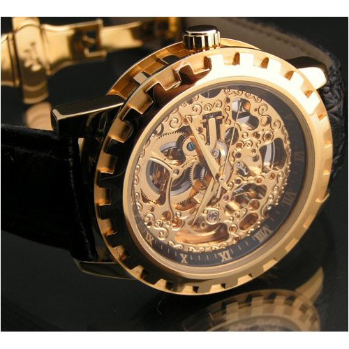 Men's Gold Plated Automatic Skeleton by Eric Edelhausen