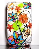 Blue with Orange Green Purple Coloful Rainbow Flower Rubber Texture Blackbe ....