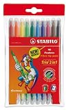 Stabilo 222/10-01 ‘Trio 2in1′ Pack of 10 Fibre-Tip Pens and Ink Pens