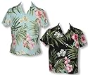 Pale Hibiscus Orchid Garden Ladies Hawaiian Aloha Darted Shirt