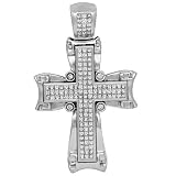 14K White Gold Mens Diamond Cross Pendant 16.50 Ctw