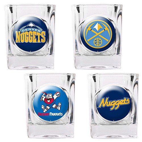 NBA Denver Nuggets Four Piece Square Shot Glass Set (Individual Logos)