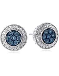 Sterling Silver Blue Diamond Accent Stud Earrings (0.04cttw, I2-I3 Clarity)