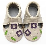 Sayoyo Soft Sole Leather Baby Shoes Baby Moccasins Purple Flowers