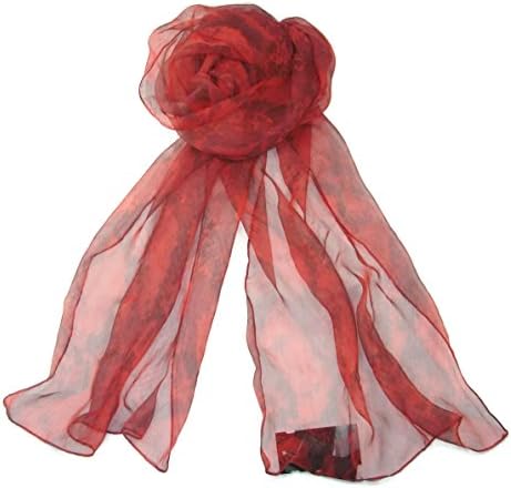 Cejon Women's Oblong Sheer Snakeskin Pattern Scarf Accessory One Size Red