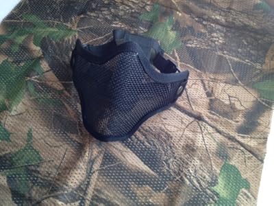 【2点セット】 大人気 サバゲー 迷彩 メッシュ サバイバルゲーム フェイスマスク+スカーフ ブラック スパイク