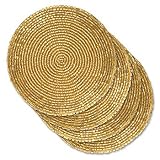 Dazzle Me Gold Beaded Wine Glass Coasters 4 Dia - Set of 4