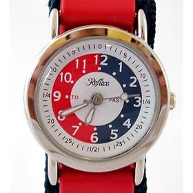 Montre Reflex pour Gar�on en Tissu et Velcro Couleur Bleu/Rouge Ray�e