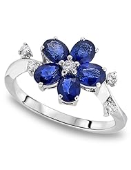 1.83 Ct. Blue Sapphire & Diamond 18k White Gold Ring (518252)