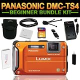 Panasonic Lumix DMC-TS4 12.1 MP Digital Camera 8GB Beginner Kit (Orange) includes (Charger, Battery, 8GB SD Card, Tripod, HDMI Cable, Camera Case, Card Reader, Cleaning Kit)