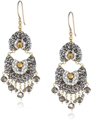 Miguel Ases Pyrite and Gold Fan Multi-Drop Earrings