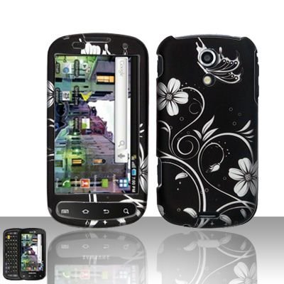 Best Price Black Flower Silver Vine Butterfly Rubberized Snap on Hard Cover Protector Faceplate Cell Phone Case for Sprint Samsung Epic 4G Galaxy S + LCD Screen Guard Film (Free iTuffy Flannel Bag)