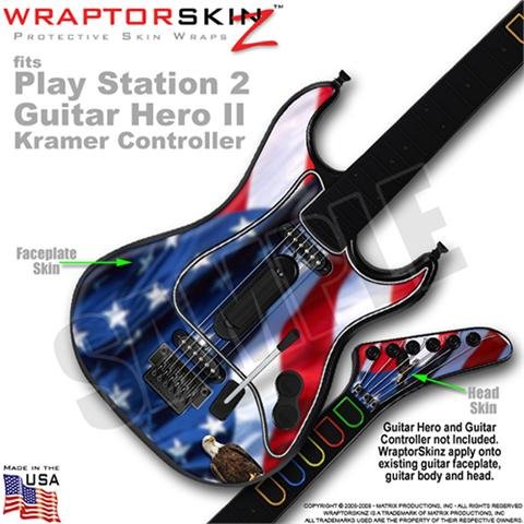 Ole Glory ( American Flag ) Skin by WraptorSkinz TM fits PS2 Guitar Hero II ( 2 ) Kramer Guitar Controllers (GUITAR NOT INCLUDED)