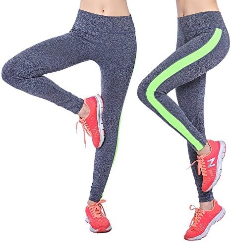 Fittin Womens High Waist High Flex Workout Legging Soft Yoga Sports Dance Pants Black-Green